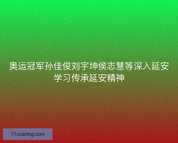奥运冠军孙佳俊刘宇坤侯志慧等深入延安学习传承延安精神